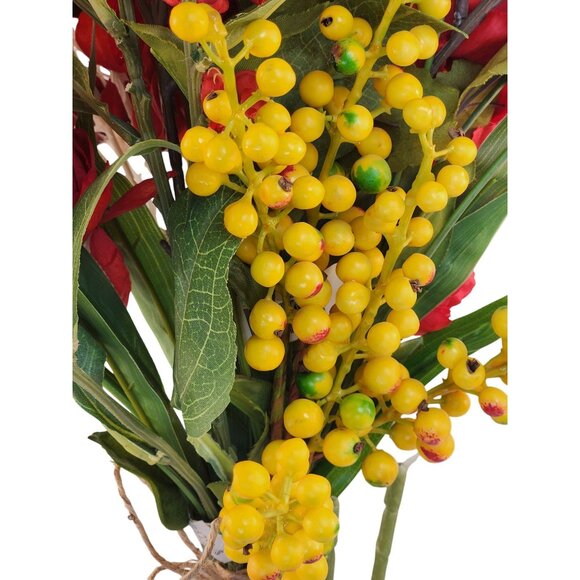 Vibrant Artificial 10-Stem Mixed Floral Bunch W/ Red Yellow & White Blooms - Picture 9 of 16